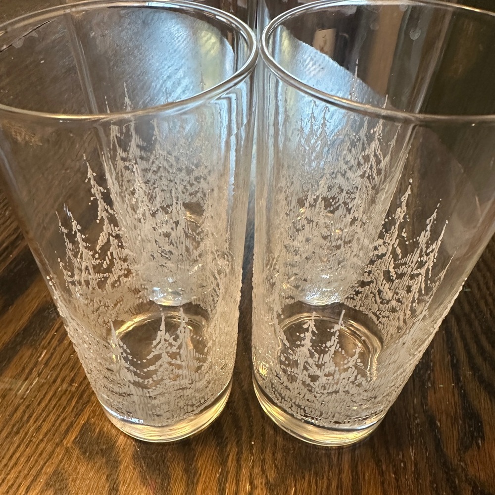 Libbey Frosty Pines Tree Highball Glasses - Set of 4 - Picture 2 of 2